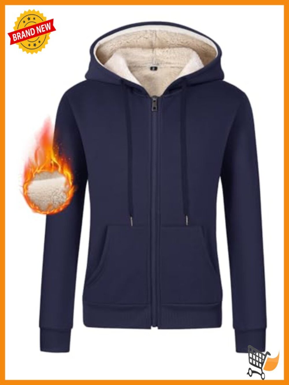Sherpa Lined Hooded Zip Up Fleece Hoodie Warm Winter Jacket